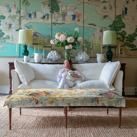 Coco Large Coffee Table in Berrington Stripe by Colefax and Fowler - Hand Made in USA