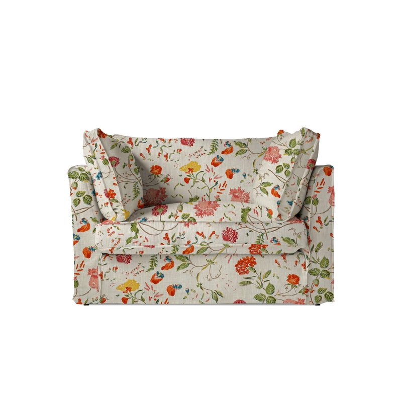 Coco Loveseat with Self Piped Box Edge cushion in Andrew Martin Wildwood Ivory - Hand Made in USA
