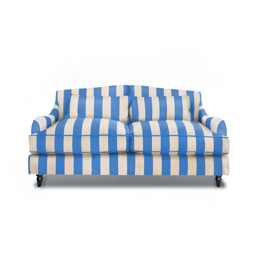 Isobel 2.5 seater sofa in Cornish Blue Stripes - Hand Made in USA