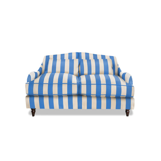 Isobel 2 seater sofa in Cornish Blue Stripes - Hand Made in USA