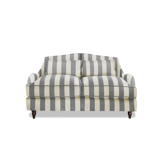 Isobel 2 seater sofa in Garden Grey Stripes - Hand Made in USA