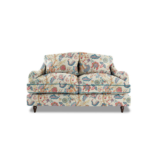 Isobel 2 seater sofa in Kitty Indian Summer with Velvet Trim - Hand Made in USA