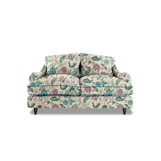 Isobel 2 seater sofa in Kitty Spring Green with Velvet Trim - Hand Made in USA