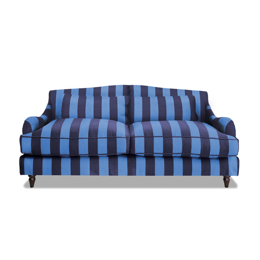 Isobel 3 seater sofa in Coastal Blue Stripes - Hand Made in USA