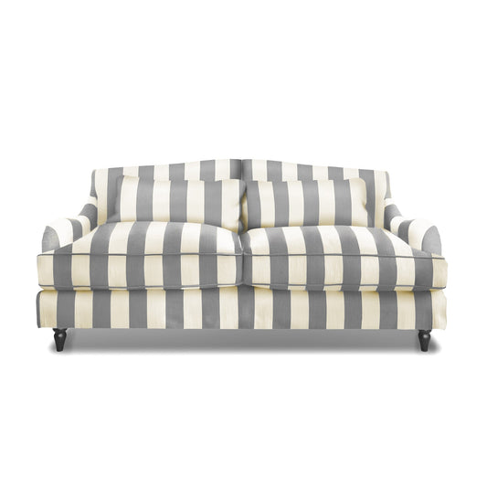 Isobel 3 seater sofa in Garden Grey Stripes - Hand Made in USA