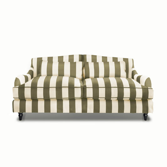 Isobel 3 seater sofa in Spring Green Stripes - Hand Made in USA