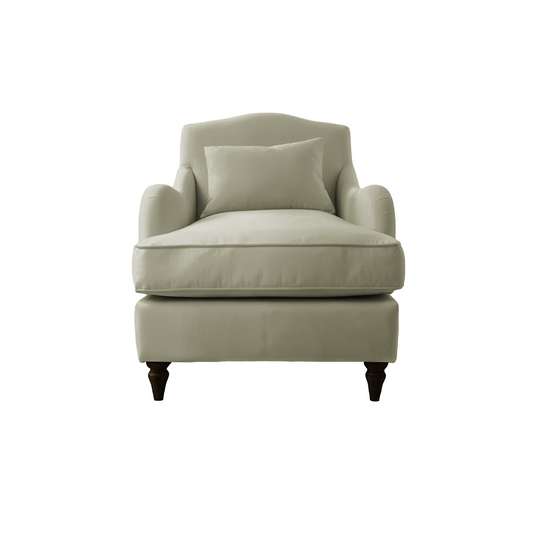 Isobel Armchair with Fixed Back in Ivory Linen - Hand Made in USA