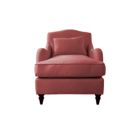 Isobel Armchair with Fixed Back in Rouge Linen - Hand Made in USA