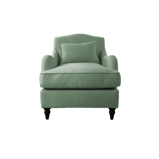 Isobel Armchair with Fixed Back in Seagrass Linen - Hand Made in USA