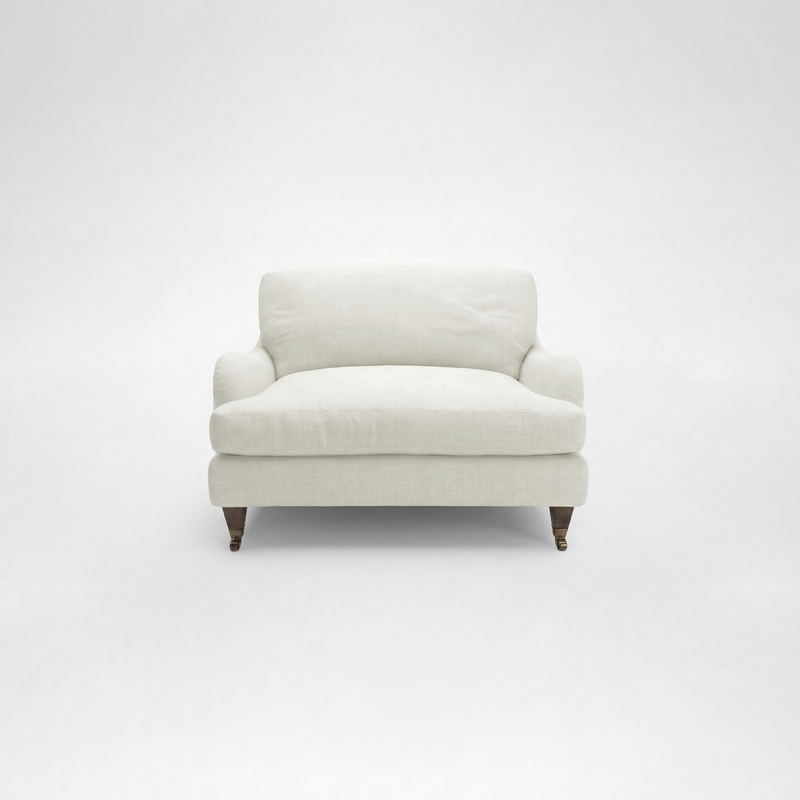 Isobel Loveseat with Big Back Cushion in Cotton Linen Cool Coconut - Hand Made in USA