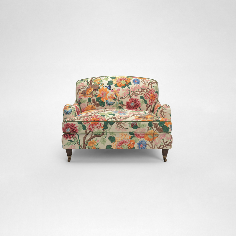 Isobel Loveseat with Big Back Cushion in Magnolia Cream Blue - Hand Made in USA