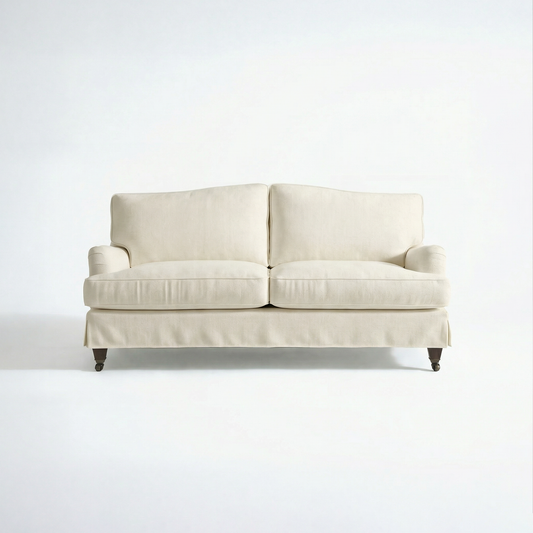 Isobel Loose Cover 2.5 Seater Sofa in Cotton Linen Cool Coconut - Hand Made in USA - front