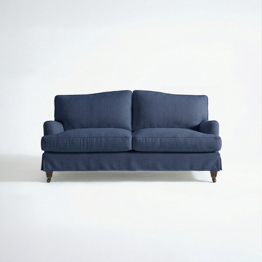 Isobel Loose Cover 2.5 Seater Sofa in Cotton Linen Inkspot - Hand Made in USA - front