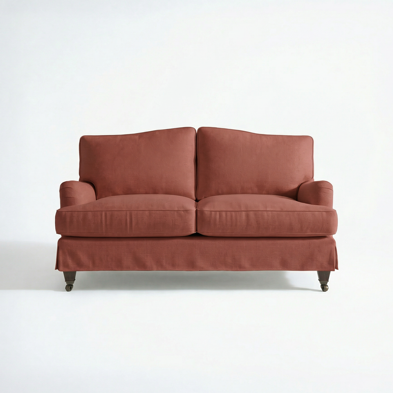 Isobel Loose Cover 2 Seater Sofa in Cotton Linen Marigold - Hand Made in USA - front