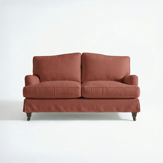 Isobel Loose Cover 2 Seater Sofa in Cotton Linen Marigold - Hand Made in USA - front