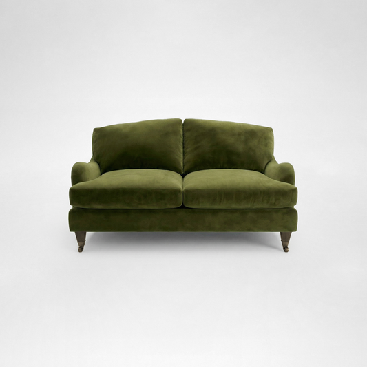 Isobel 2 seater sofa with Big Back Cushion in Pelham Moss Velvet - Hand Made in USA