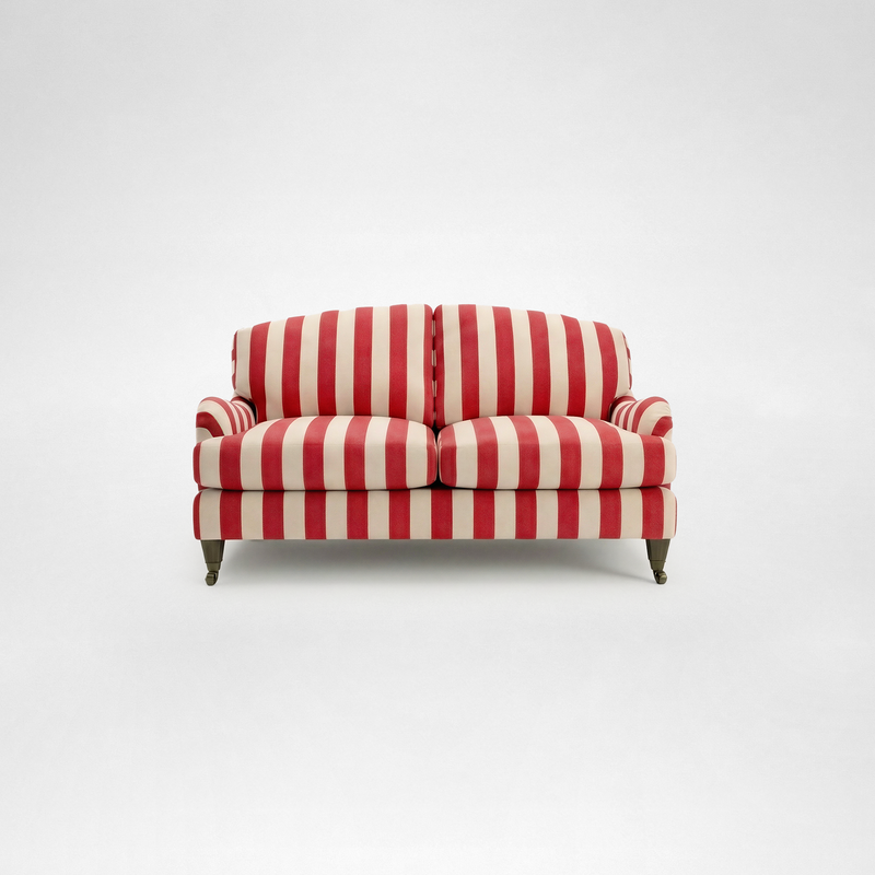 Isobel 2 seater sofa with Big Back Cushion in Petunia Stripe - Hand Made in USA