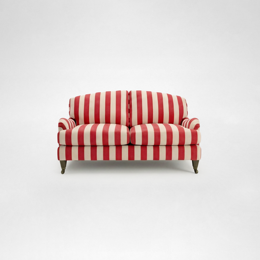 Isobel 2 seater sofa with Big Back Cushion in Petunia Stripe - Hand Made in USA