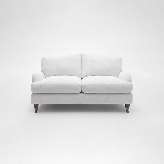 Isobel 2 seater sofa with Big Back Cushion in Cotton Linen Snow Drop - Hand Made in USA