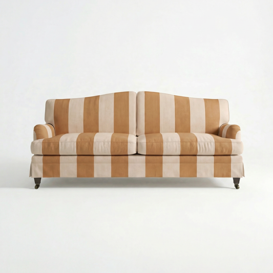Isobel Loose Cover 3 Seater Sofa in Caramel Stripe - Hand Made in USA - front