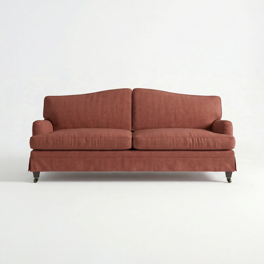 Isobel Loose Cover 3 Seater Sofa in Cotton Linen Marigold - Hand Made in USA - front