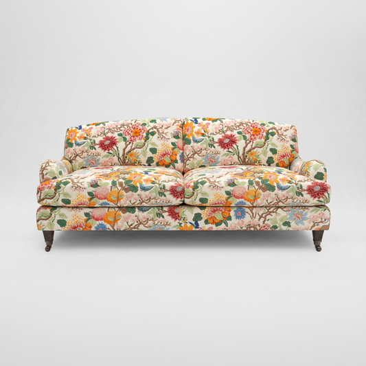 Isobel 3 seater sofa in Magnolia Cream Blue - Handmade in the USA