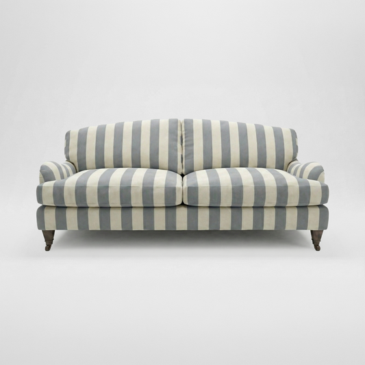 Isobel 3 seater sofa in Garden Grey Stripes - Handmade in the USA