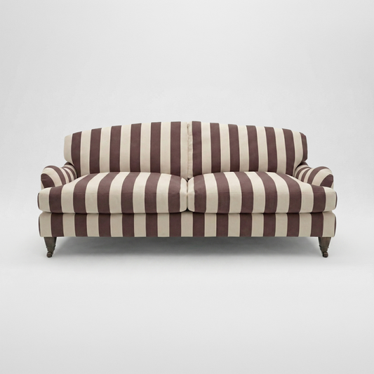 Isobel 3 seater sofa in Chocolate Stripes - Handmade in the USA