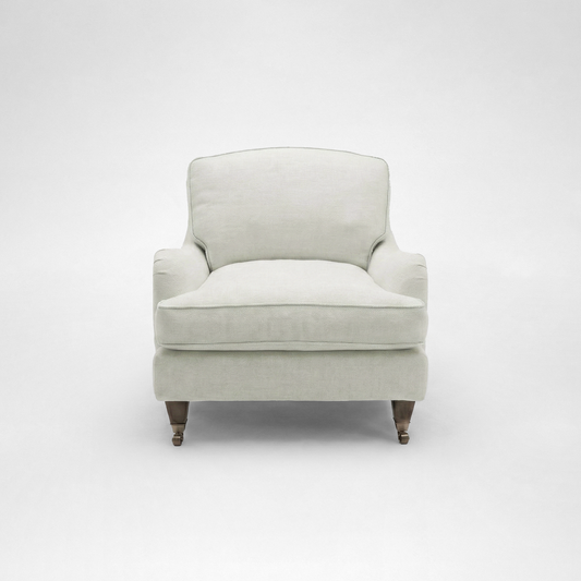 Isobel Armchair with Big Back Cushion in Designers Guild Brera Lino Putty - Hand Made in USA