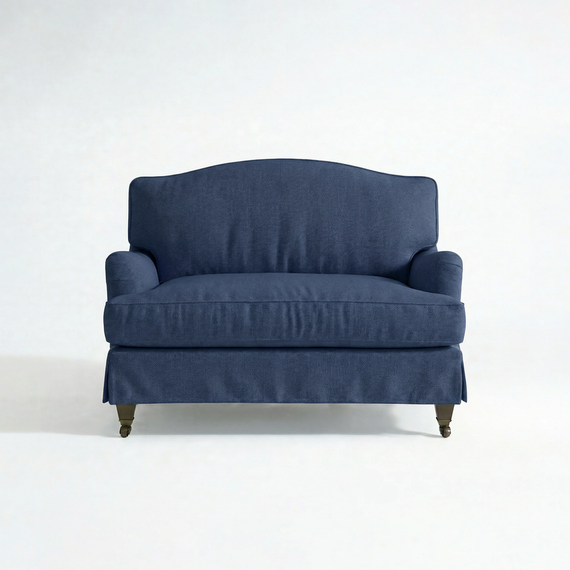 Isobel Loose Cover Loveseat in Cotton Linen Inkspot - front