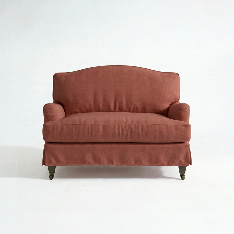 Isobel Loose Cover Loveseat in Cotton Linen Marigold - front