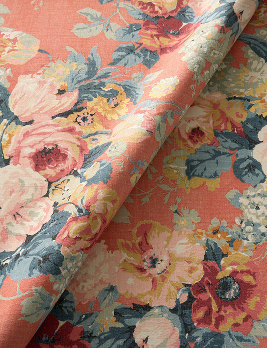 English Garden - Albertine - Coral Orange Fabric Swatch