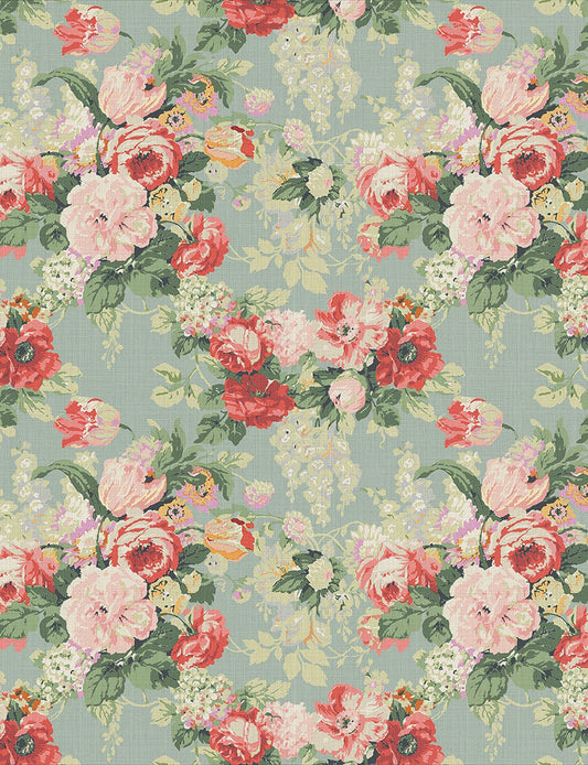English Garden - Albertine - Grey Skies Fabric Swatch