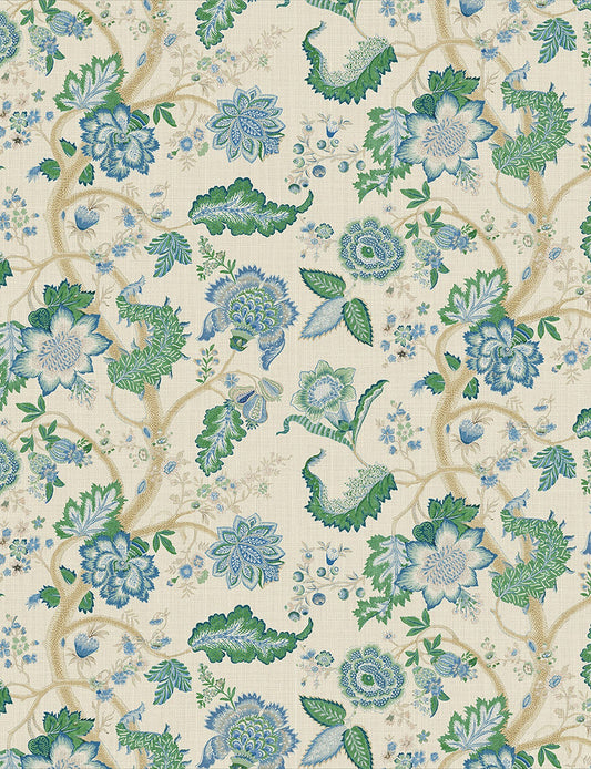 English Garden - Kitty - Blue Green Fabric Swatch