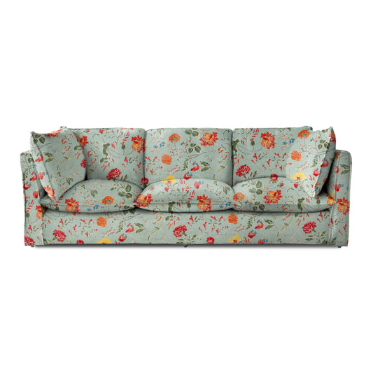 Coco 4 seater sofa with Self Piped Knife Edge cushion in Wildwood Duck Egg - Hand Made in USA
