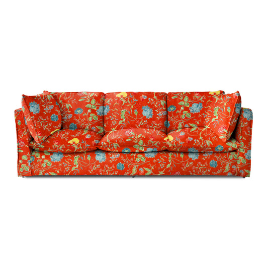 Coco 4 seater sofa with Self Piped Knife Edge cushion in Wildwood Pumpkin - Hand Made in USA