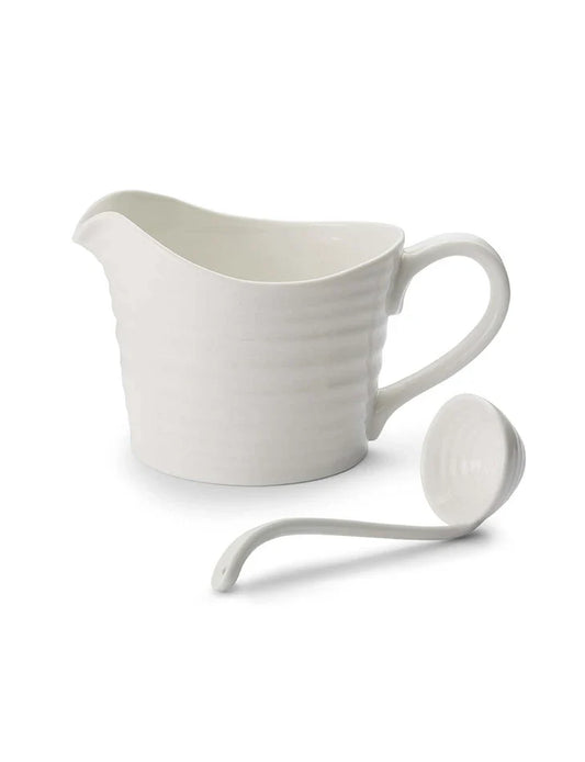 White Porcelain Sauce Jug & Mini Ladle
