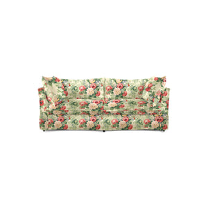 Coco 2.5 seater sleeper sofa with Knife Edge cushion in English Garden Classic Rose  - Hand Made in USA