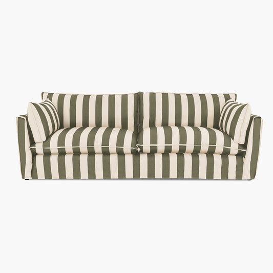 Cocobella 3 Seater Sofa in Spring Green Stripe - Hand Made in USA