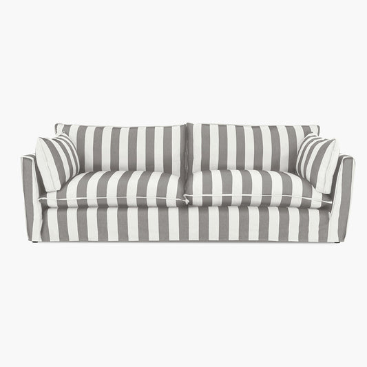 Cocobella 3.5 Seater Sofa in Garden Grey Stripe - Hand Made in USA