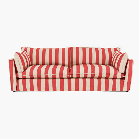 Cocobella 3.5 Seater Sofa in Petunia Red Stripe - Hand Made in USA