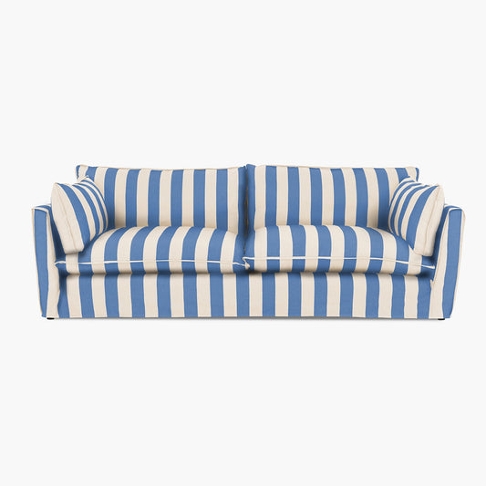 Cocobella 3.5 Seater Sofa in Cornish Blue Stripe - Hand Made in USA