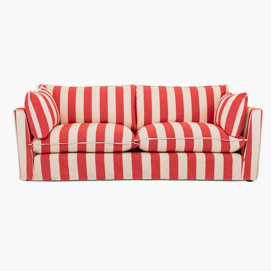 Cocobella 3 Seater Sofa in Petunia Red Stripe - Hand Made in USA