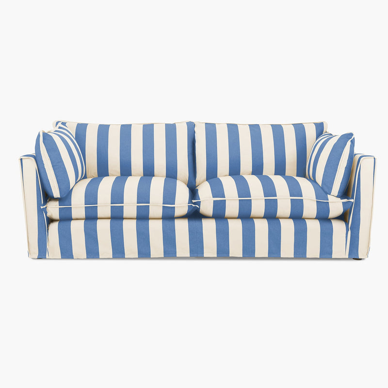 Cocobella 3 Seater Sofa in Cornish Blue Stripe - Hand Made in USA