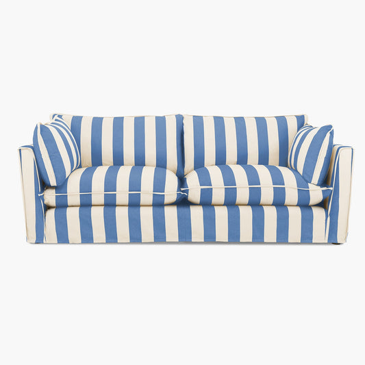 Cocobella 3 Seater Sofa in Cornish Blue Stripe - Hand Made in USA