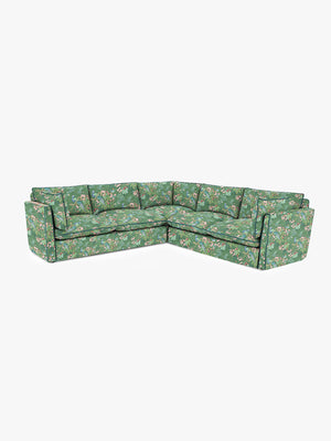 Cocobella 3 x 3 seater sofa in Belleville Juniper with Pine Velvet Trim - Hand Made in USA