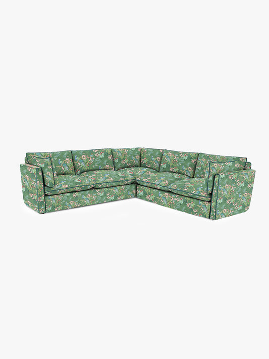 Cocobella 3 x 3 seater sofa in Belleville Juniper with Pine Velvet Trim - Hand Made in USA