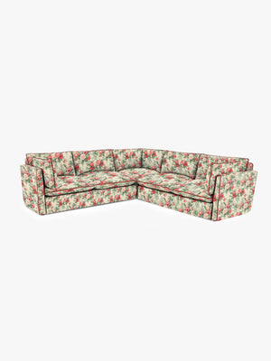Cocobella 3 x 3 seater sofa in English Garden Classic Rose with Rosewood Velvet Trim - Hand Made in USA