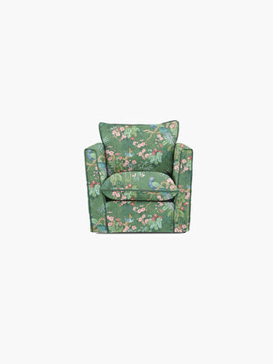 Cocobella Armchair in Belleville Juniper with Pine Velvet Trim - Hand Made in USA