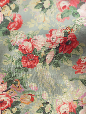 Cocobella 3 x 3 seater sofa in English Garden Grey Skies with Green Tea Velvet Trim - Hand Made in USA